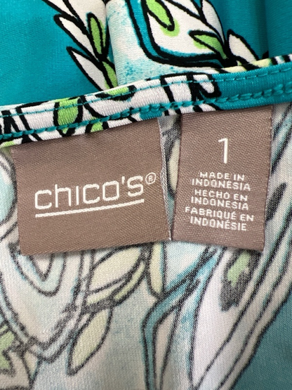Chico's Women's Blue Paisley Short Sleeve Shift Dress - 1/US M image 3