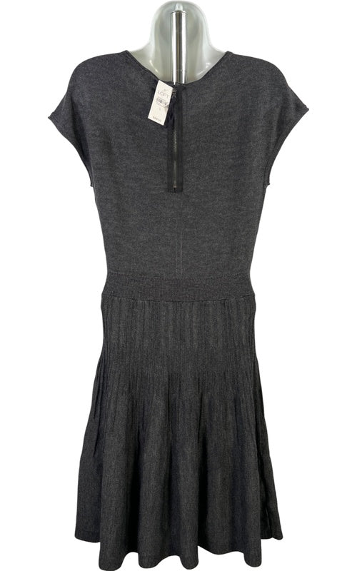 LOFT Women’s Gray Semi-Sheer A-Line Knit Sweater Dress - S image 3