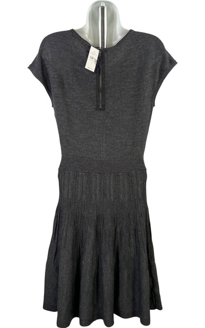 LOFT Women’s Gray Semi-Sheer A-Line Knit Sweater Dress - S image 3