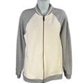 Lands End Women's White/Gray Long Sleeve Full Zip Sweatshirt Jacket - M