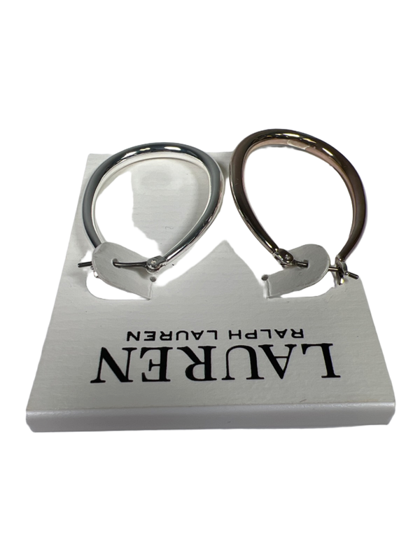 Lauren Ralph Lauren Women's Silver Tone Oval Hoop Earrings image 5