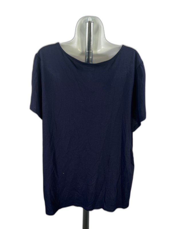 Croft and Barrow Women's Blue Short Sleeve Lace Trim T-Shirt - Plus 1X image 2