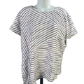 Chico's Women's White/Multicolor Textured Striped Short Sleeve Shirt - 3/US XL