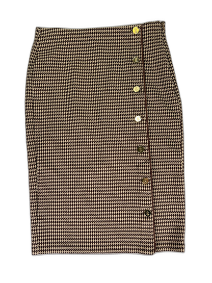 Lauren Ralph Lauren Women's Brown Houndstooth Side Zip Straight Skirt - S