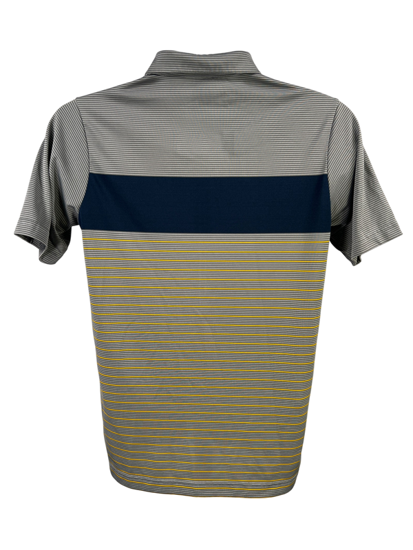 Antigua Men's Gray Striped U of M Michigan Short Sleeve Athletic Polo - S image 2