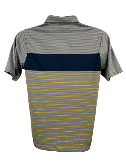 Antigua Men's Gray Striped U of M Michigan Short Sleeve Athletic Polo - S image 2