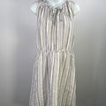 LOFT Women's White/Blue Sleeveless A-Line Dress - XL