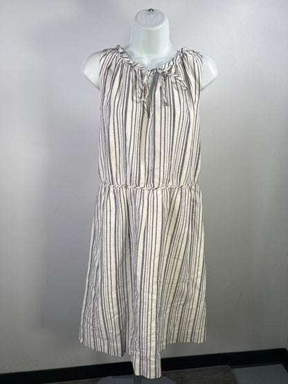 LOFT Women's White/Blue Sleeveless A-Line Dress - XL