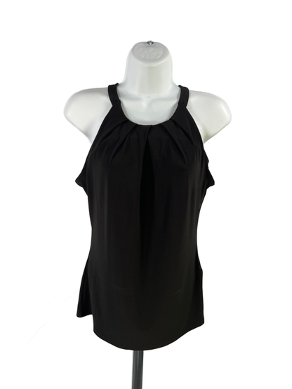 White House Black Market Women's Black Shirred Neck Sleeveless Blouse - S