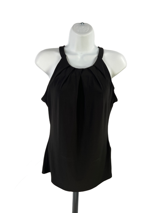 White House Black Market Women's Black Shirred Neck Sleeveless Blouse - S