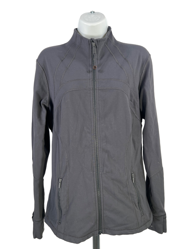 Lululemon Women's Gray Deep Coal Define Vented Zip Up Long Sleeve Jacket - 12