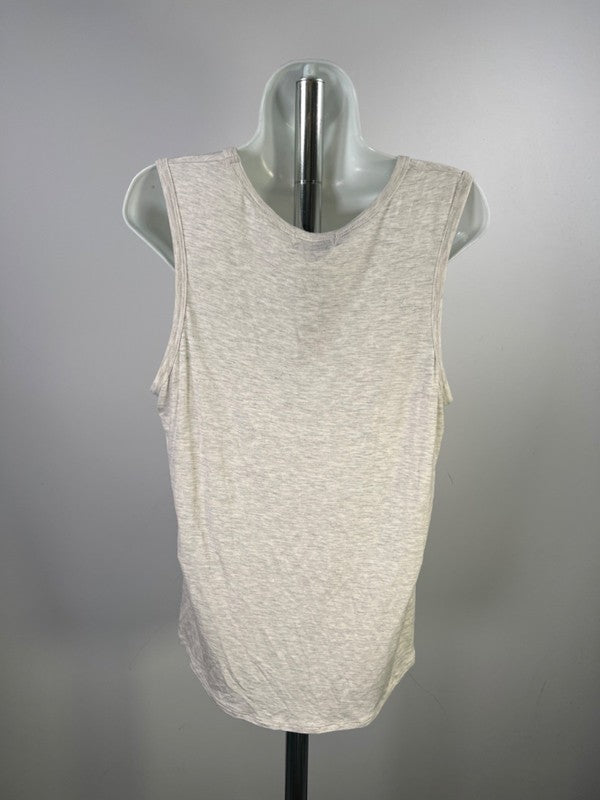 Adrienne Women's Ivory Heathered V-Neck Stretch Soft Tank Top - L image 2