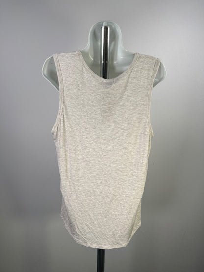 Adrienne Women's Ivory Heathered V-Neck Stretch Soft Tank Top - L image 2