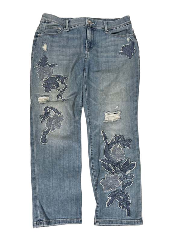 Chico's Women's Light Wash Embroidered So Slimming Crop Jeans - Petite 0.5/US 6