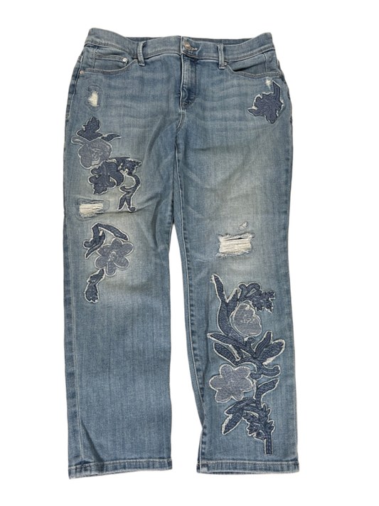 Chico's Women's Light Wash Embroidered So Slimming Crop Jeans - Petite 0.5/US 6