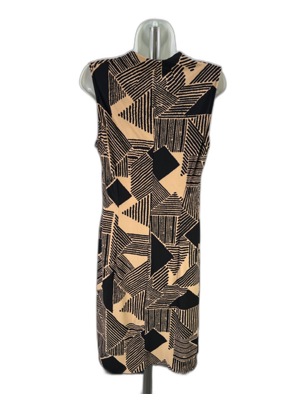 Lauren Ralph Lauren Women's Beige/Black Sleeveless Knee Length Sheath Dress - L image 2