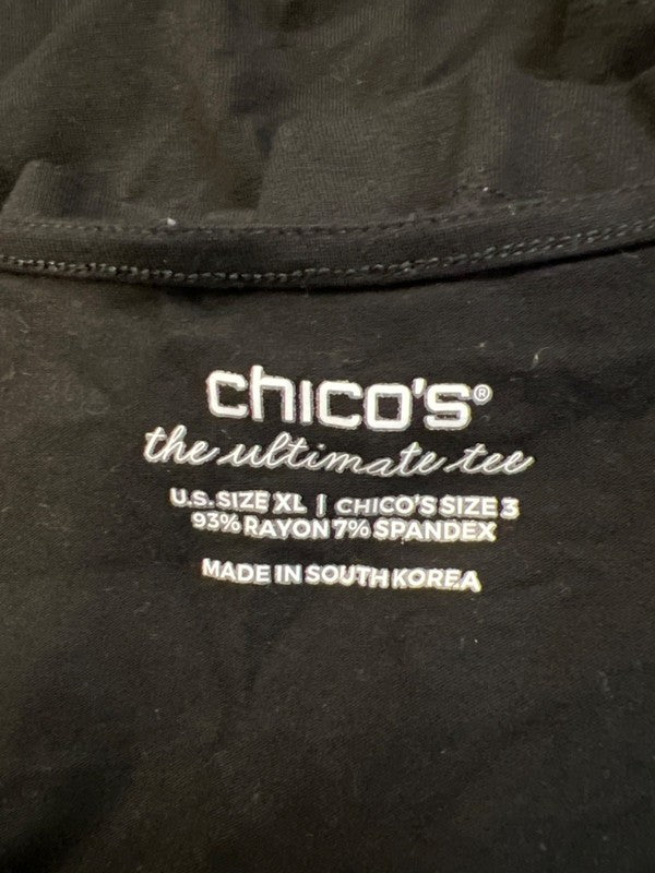 Chico's Women's Black 3/4 Sleeve The Ultimate T-Shirt - 3/US XL image 3
