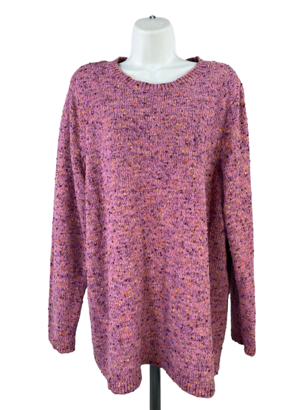 J Jill Women's Purple/Orange Knit Crewneck Pullover Sweater - XL