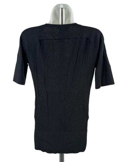 Banana Republic Women's Black Short Sleeve Silk Cotton Cashmere V-Neck Shirt - M image 2