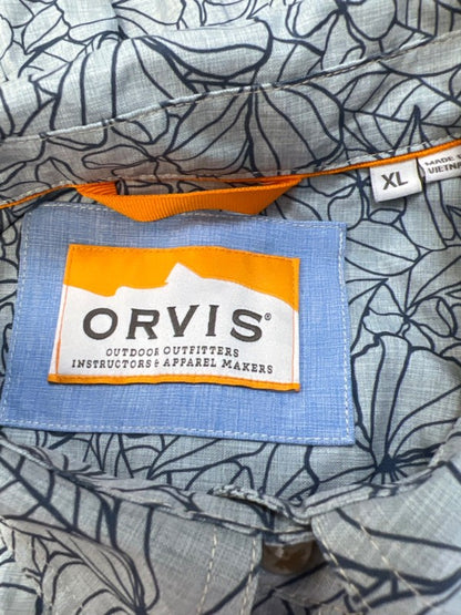 Orvis Men's Blue Floral Long Sleeve Button Up Shirt - XL image 3