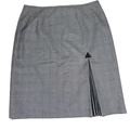 Casual Corner Annex Women's Gray Plaid Pleated Side Straight Skirt - 12 Petite