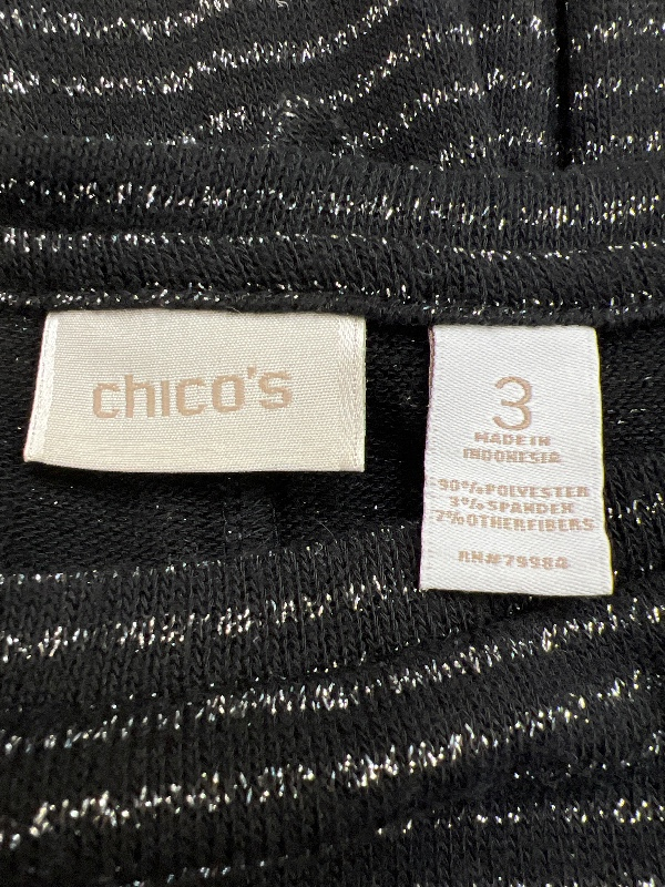 Chico's Women's Black Metallic 3/4 Sleeve Sweater - 3/US XL image 3