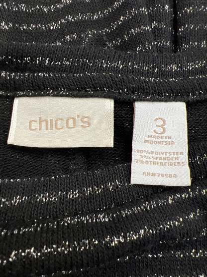 Chico's Women's Black Metallic 3/4 Sleeve Sweater - 3/US XL image 3