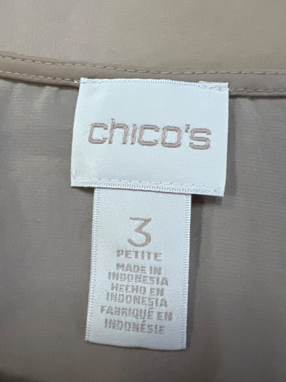 Chico's Women's Tan Lace Trim Sleeveless Tank Top - 3 Petite/US XL Petite image 3
