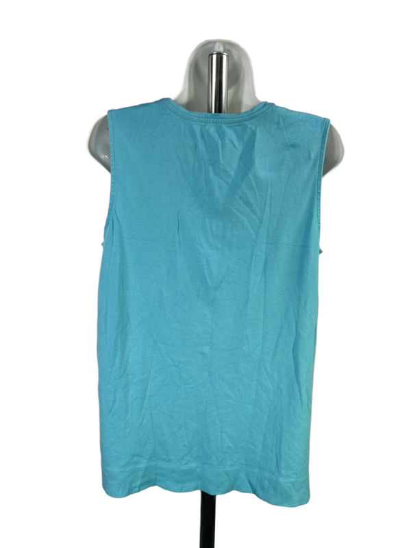 J Jill Women's Blue Cotton Forward Seam Sleeveless Tank Top - M image 2