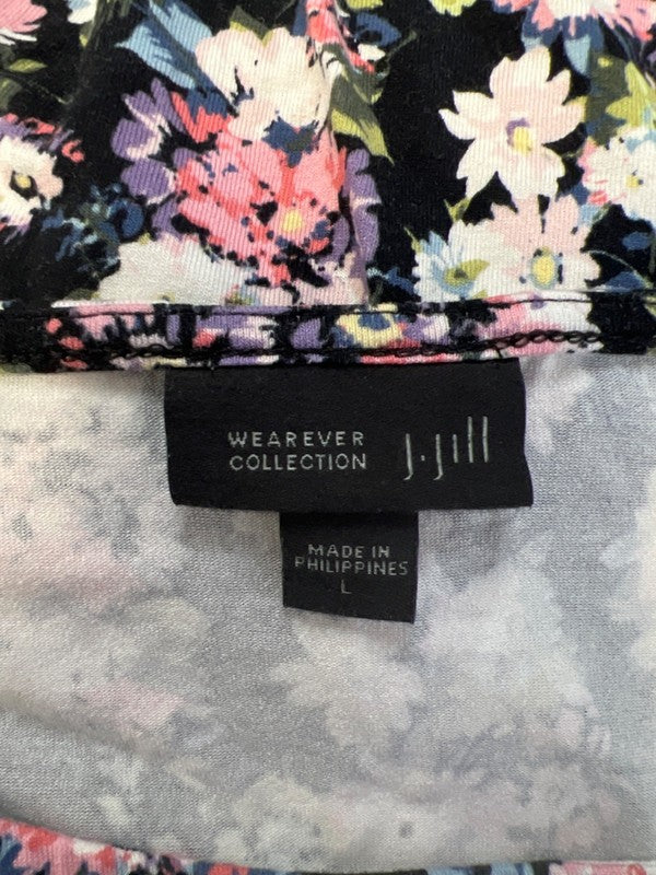 J Jill Women's Multicolor Floral Wearever Scoop Neck 3/4 Sleeve Shirt - L image 3