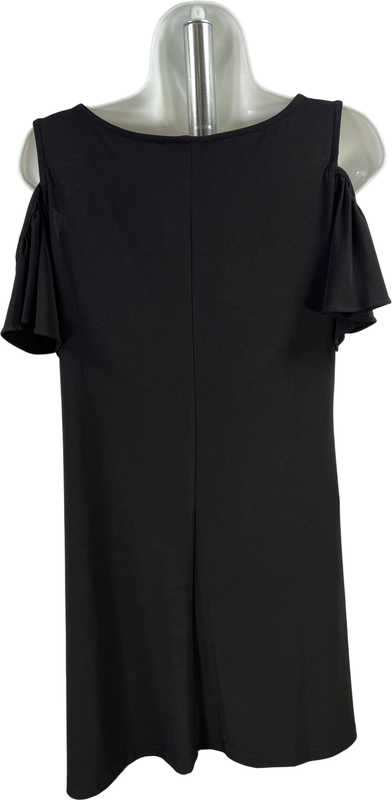 MSK Women’s Black Short Cold Shoulder Sleeve Shift Dress - M Petite image 2