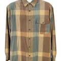 Tommy Bahama Men's Brown/Blue Silk Plaid Long Sleeve Button Up Shirt - L