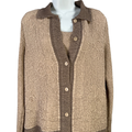 Tania Nardi Women's Beige Crinkled Texture Tank and Jacket Set - S/M