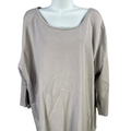 Pure Jill Women's Gray Cotton Scoop Neck 3/4 Sleeve Tee Shirt - L