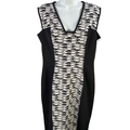 Anne Klein Women’s Black/White Sleeveless Keyhole Front Sheath Dress - 12
