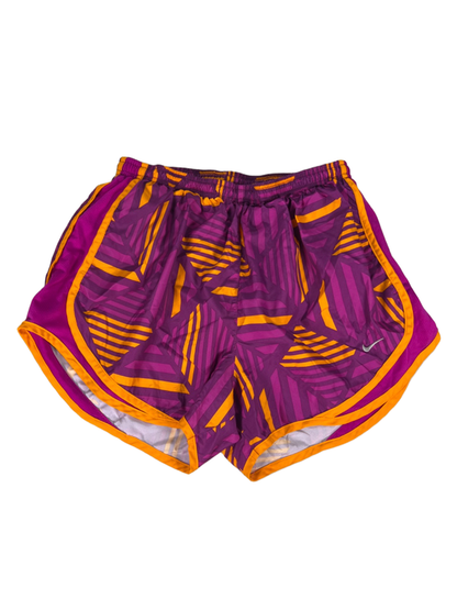 Nike Women's Purple/Orange Dri-Fit Vented Lined Pull On Athletic Shorts - M