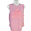 Adidas Women's Pink Heather Logo Sleeveless Hi-Low Athletic Tank Top - XS