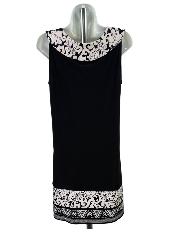 White House Black Market Women's Black/White Sleeveless Mini Dress - M image 2