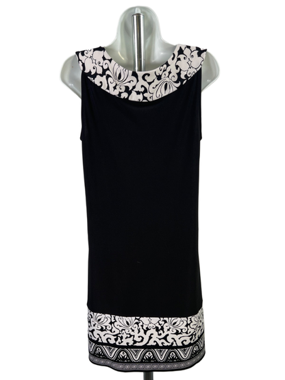 White House Black Market Women's Black/White Sleeveless Mini Dress - M image 2