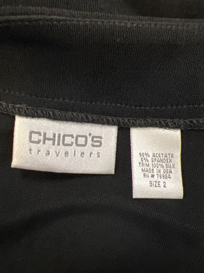 Chico's Travelers Women's Black/Pink Long Sleeve Open Front Jacket - 2/US L image 3