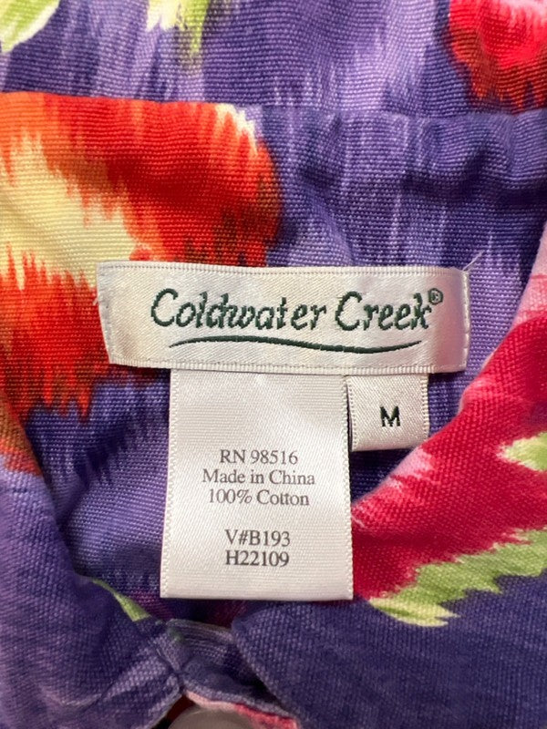 Coldwater Creek Women's Purple Floral Long Sleeve Button Up Jacket - M image 3