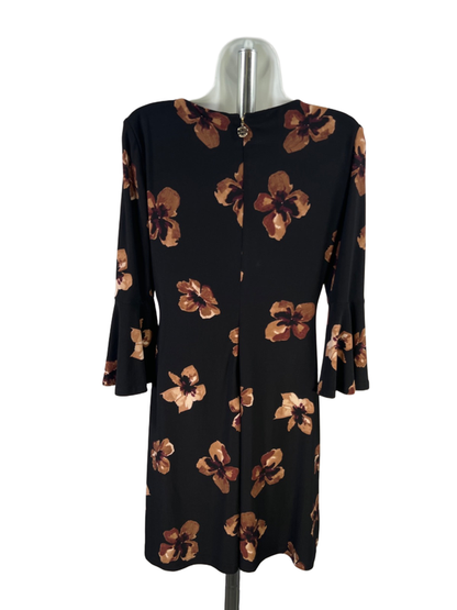 Tommy Hilfiger Women's Black/Brown Floral Elbow Bell Sleeve Mini Dress - 2 image 2