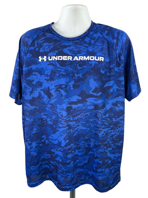 Under Armour Men's Blue Logo Heatgear Loose Short Sleeve Athletic Tee Shirt - XL