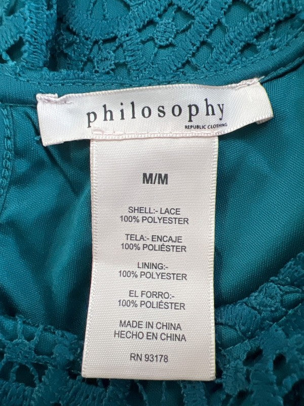 Philosophy Women's Blue Short Sleeve Crochet Shirt - M image 3