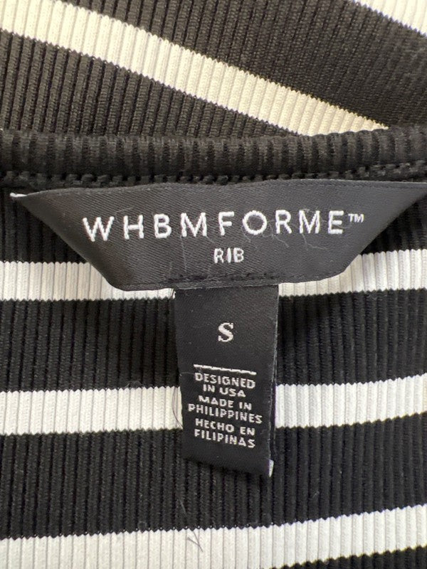 White House Black Market Women's Black/White Striped Ribbed Tank Top - S image 3