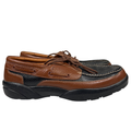 Dr. Comfort Women's Black/Brown Leather Patrick Lace Up Boat Shoes - 13