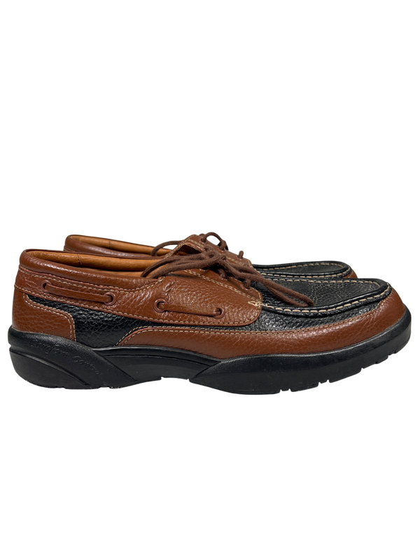 Dr. Comfort Women's Black/Brown Leather Patrick Lace Up Boat Shoes - 13