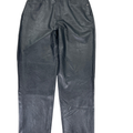 Spanx Women's Black Faux Leather Pull On Stretch Straight Leg Pants - M