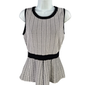 White House Black Market Women's White Sleeveless Peplum Blouse - XS