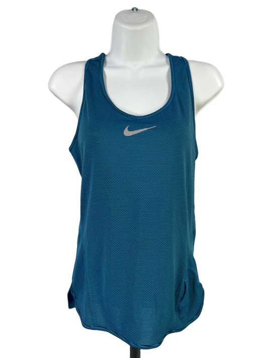 Nike Women's Blue/Black Aeroreact Racerback Sleeveless Running Tank Top - S